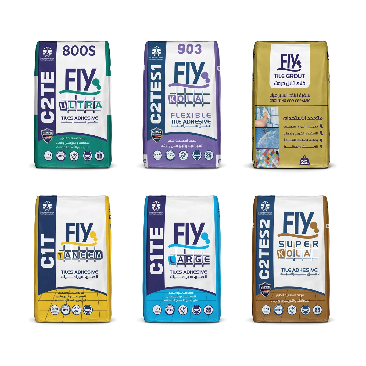 Fly tile adhesive and grout range